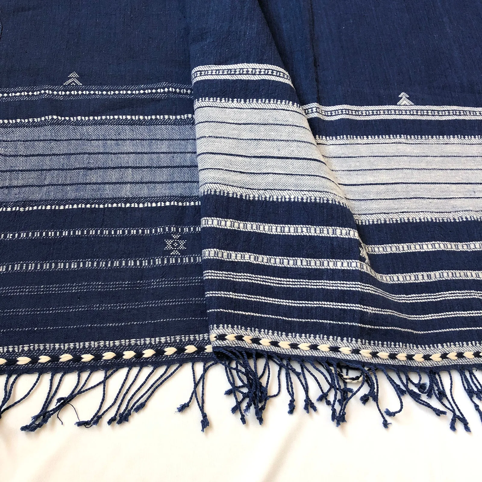 Blue with White Hues Handwoven Cotton Stole