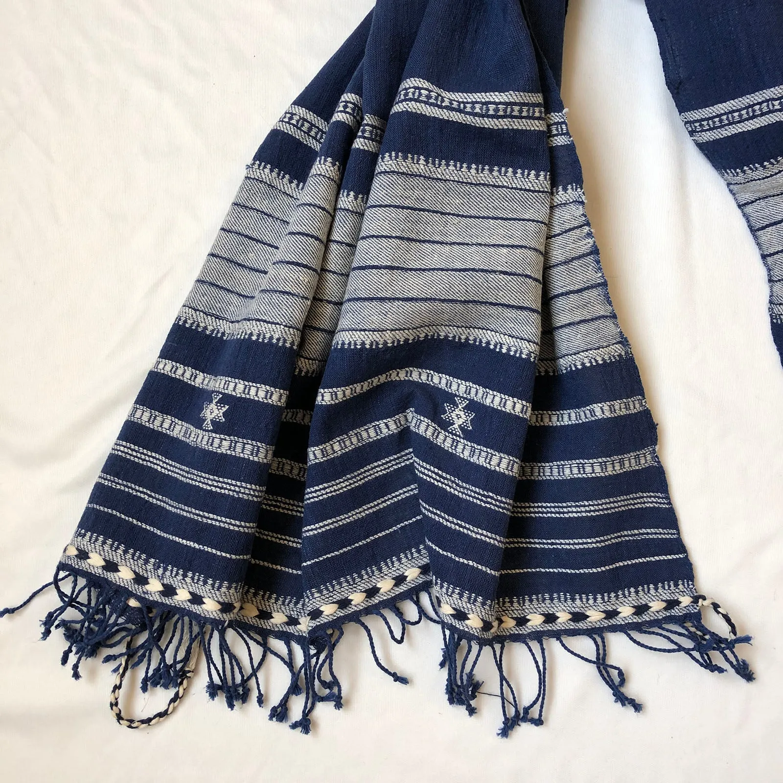 Blue with White Hues Handwoven Cotton Stole