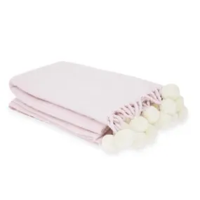 Blush Pom Pom Knitted Blanket