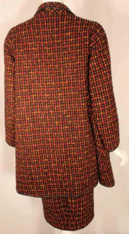 BONNIE CASHIN 1960s 2 pc Red Wool Tweed Coat and Skirt Set