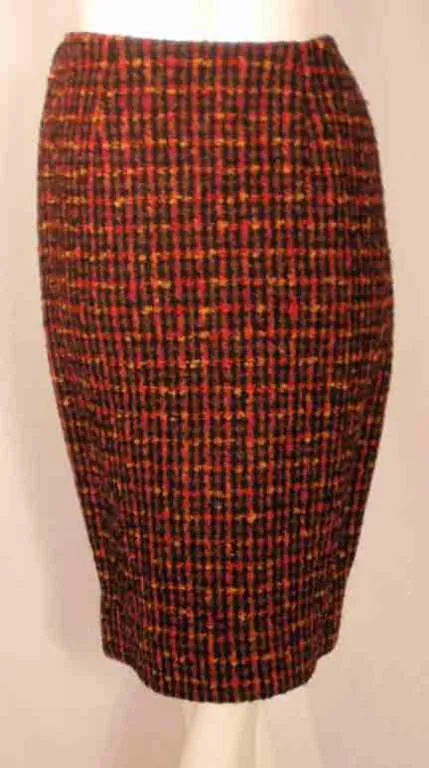 BONNIE CASHIN 1960s 2 pc Red Wool Tweed Coat and Skirt Set