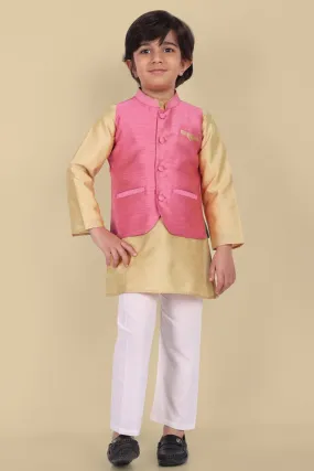 Boys Pink Cotton Silk Jacket