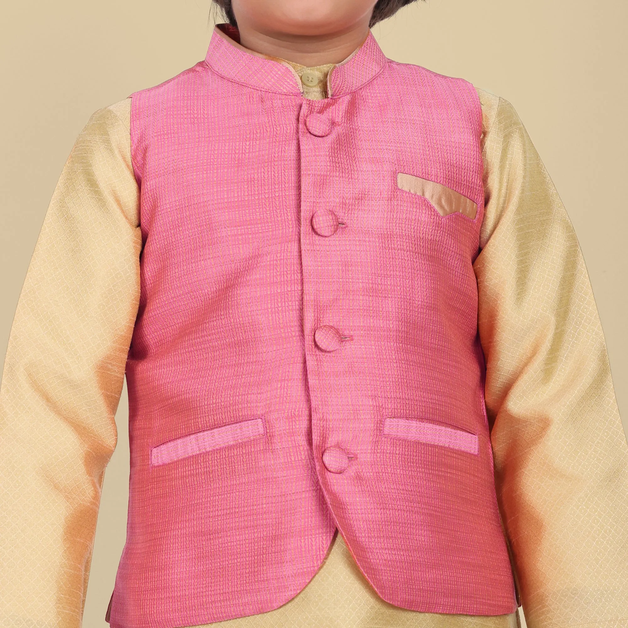 Boys Pink Cotton Silk Jacket