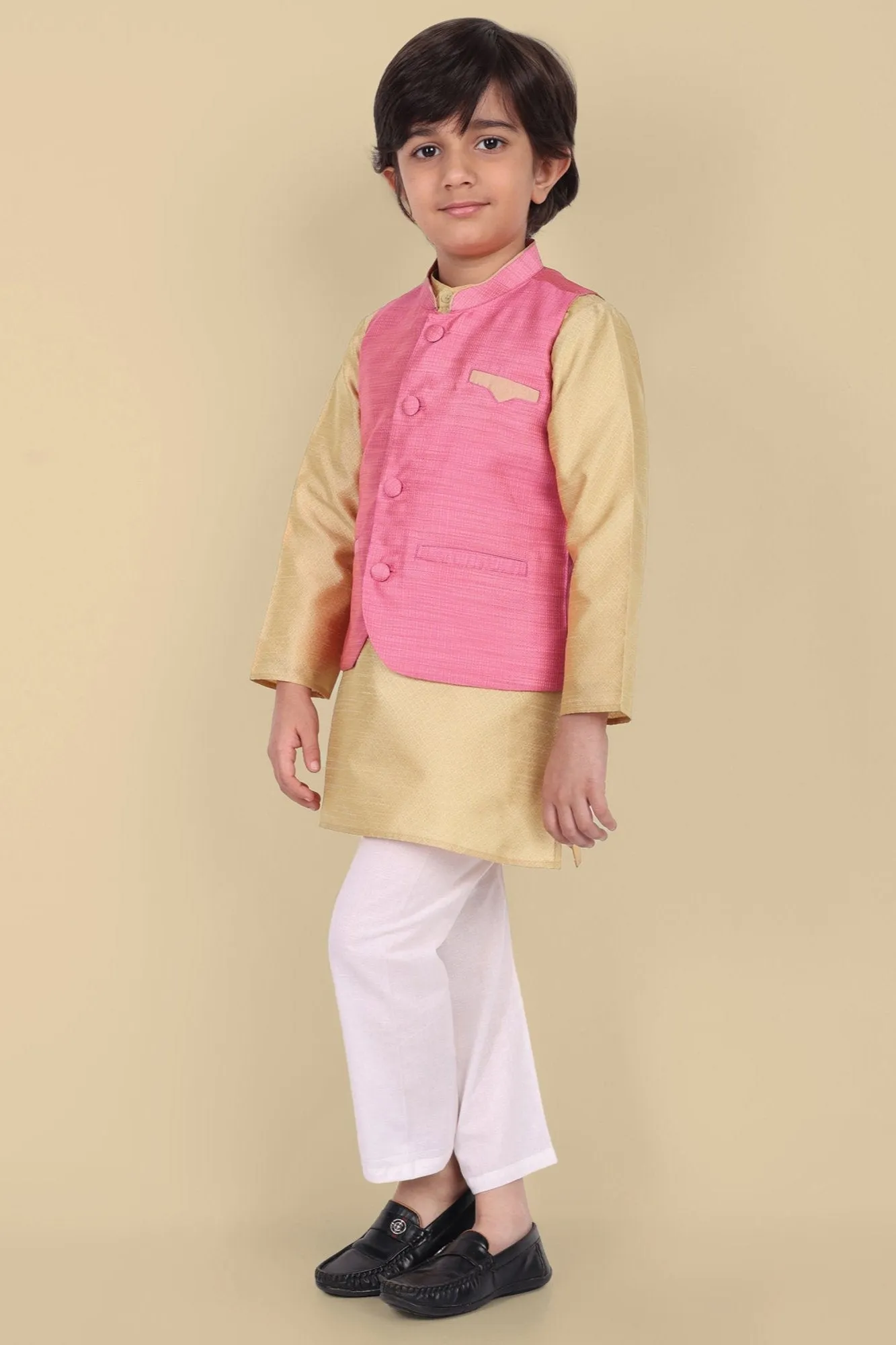 Boys Pink Cotton Silk Jacket