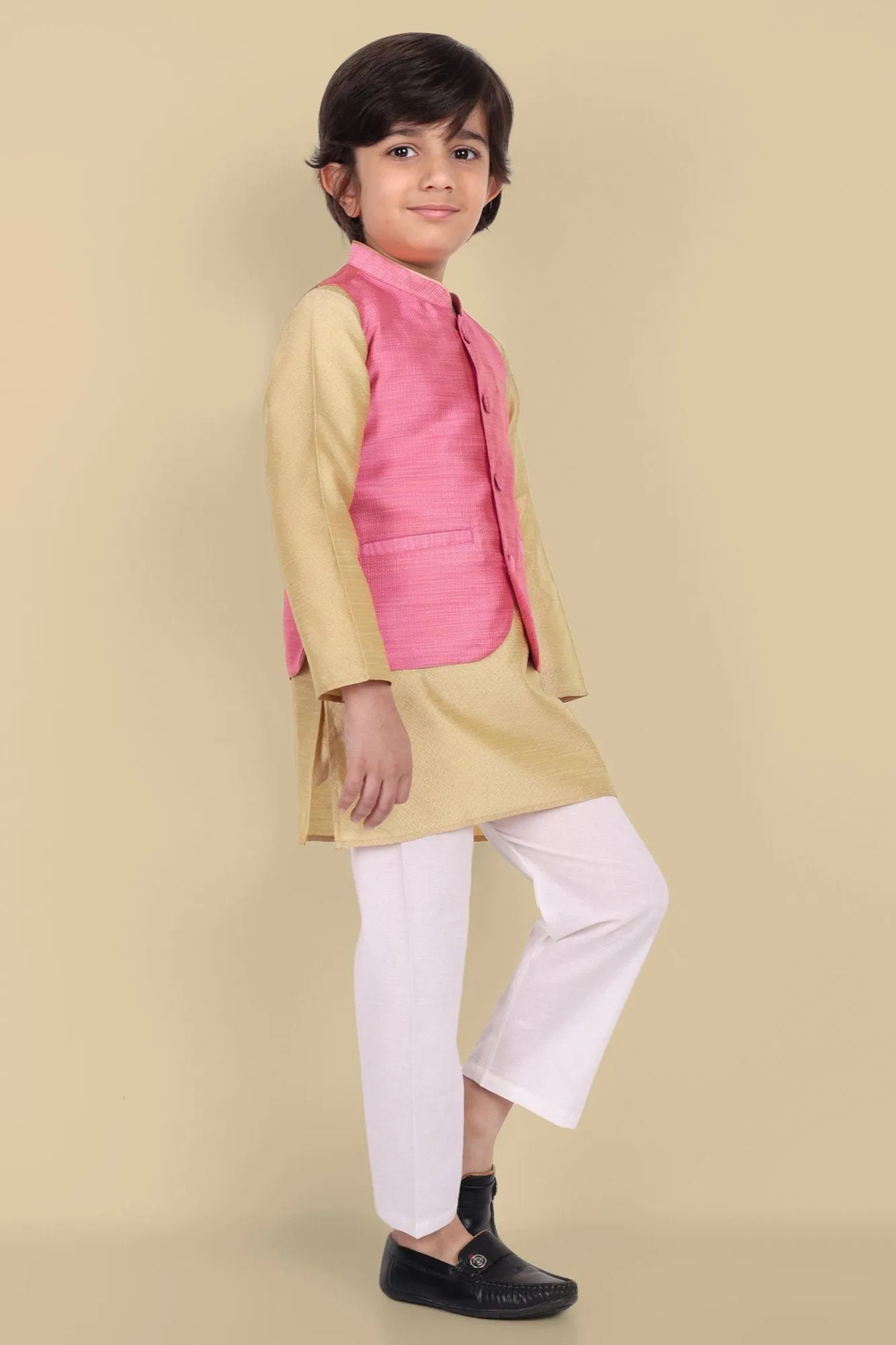 Boys Pink Cotton Silk Jacket