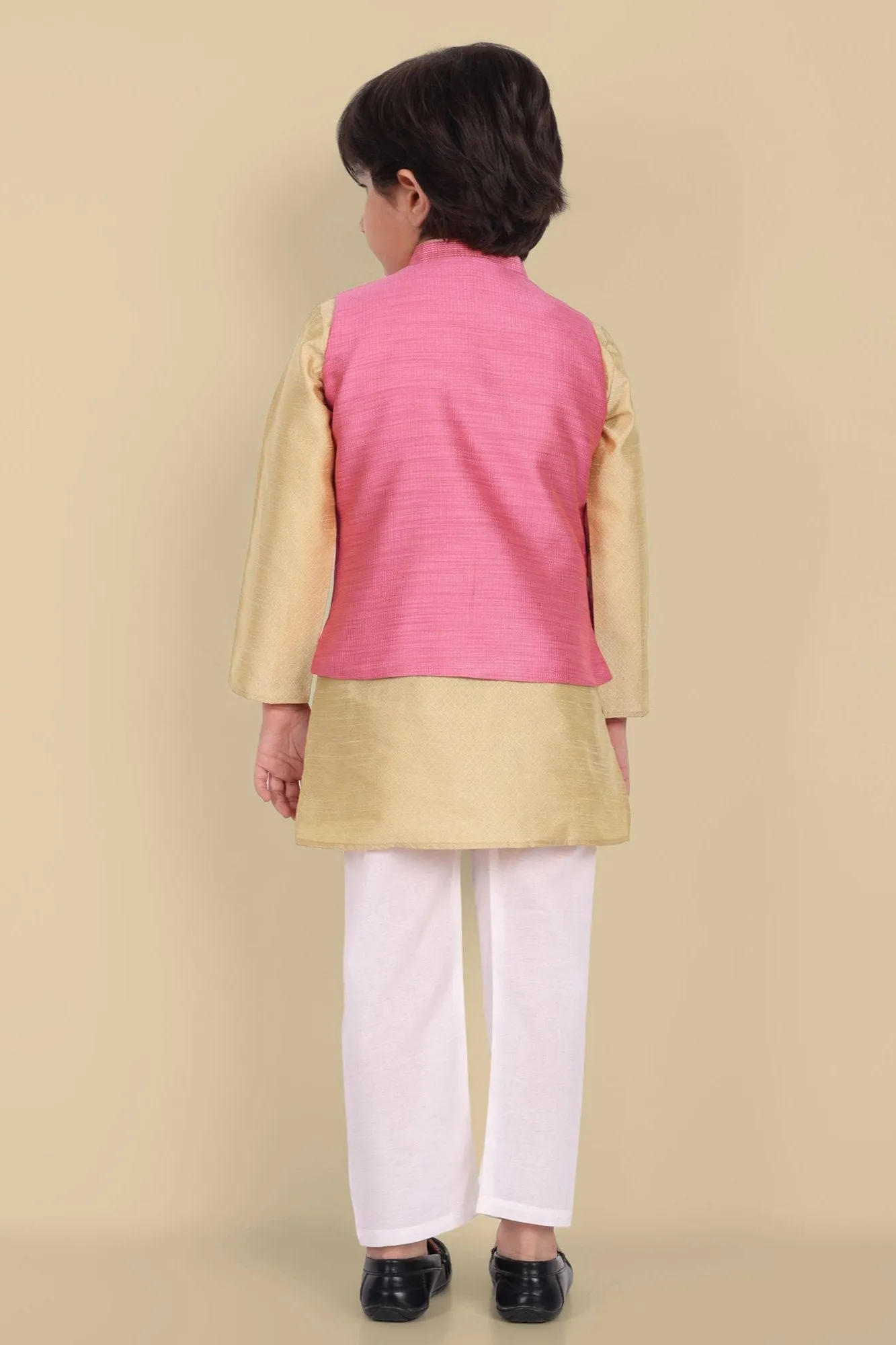 Boys Pink Cotton Silk Jacket