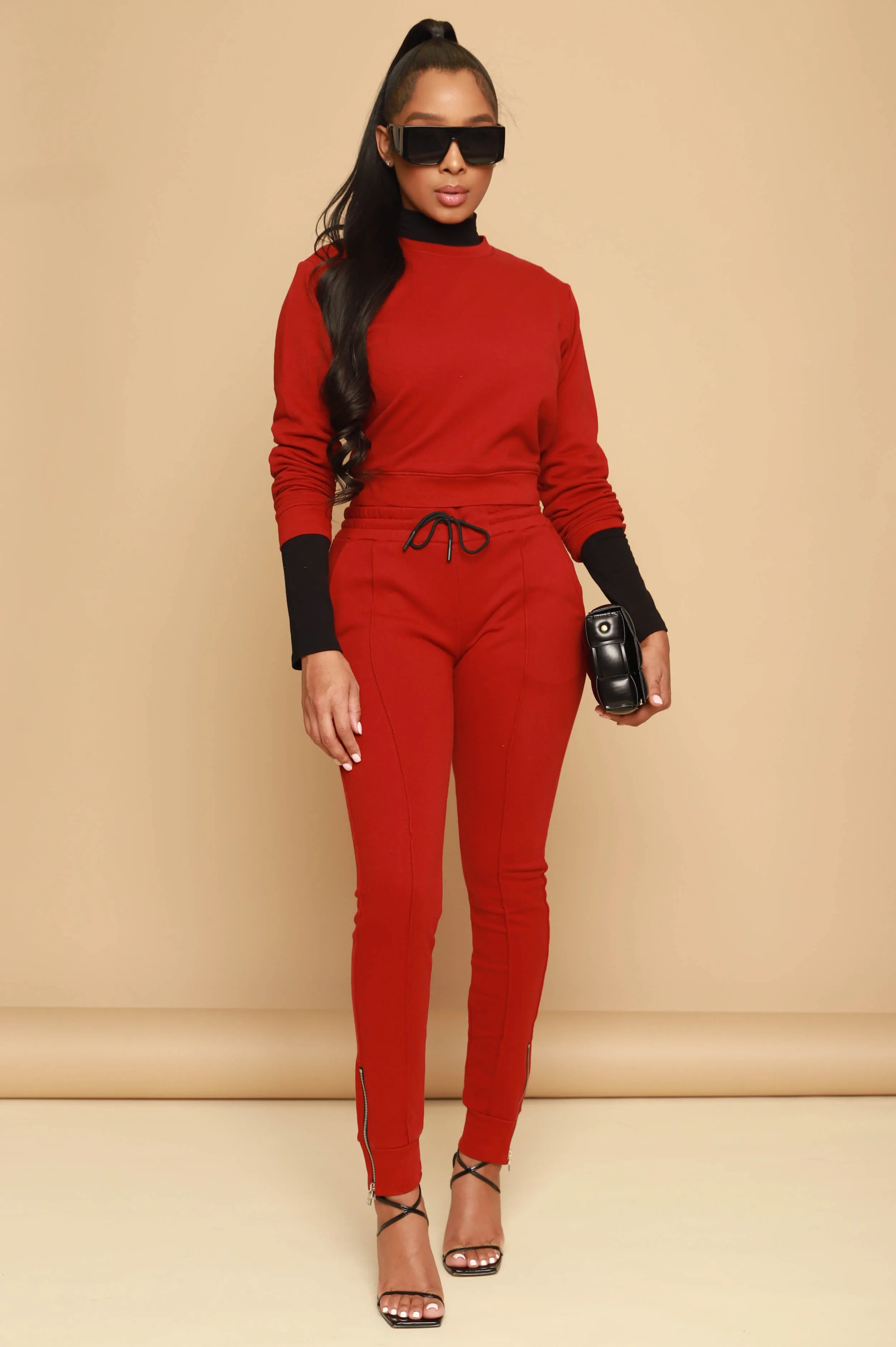 Brazil Lined Jogger Sweatsuit - Red