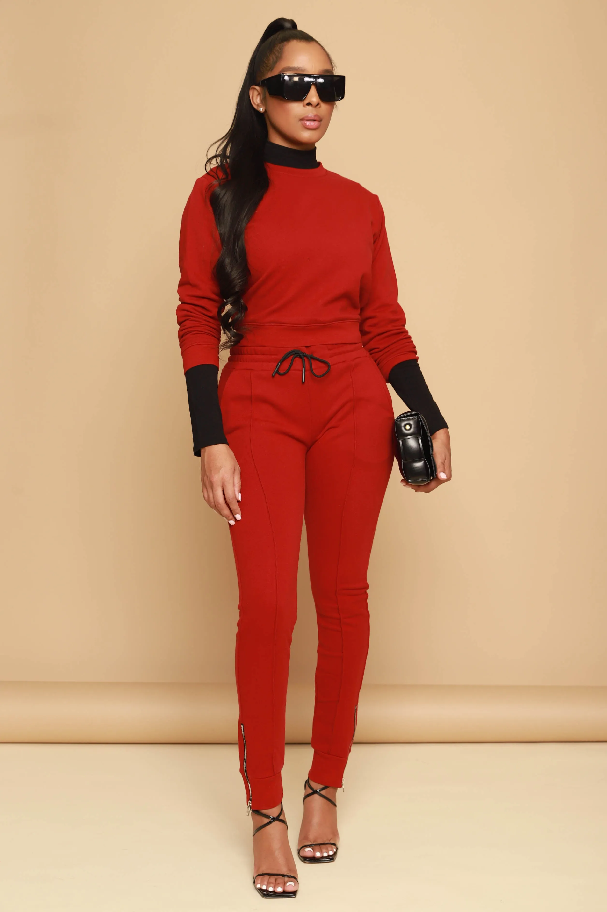 Brazil Lined Jogger Sweatsuit - Red