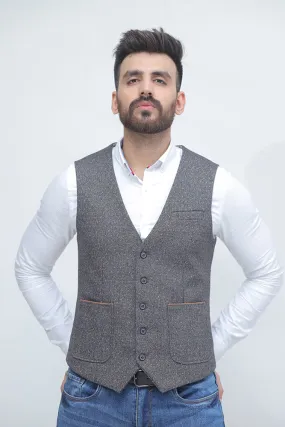 Brown Textured Waistcoat