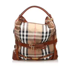 Burberry House Check Gosford Bridle Canvas Handbag (SHG-12146)