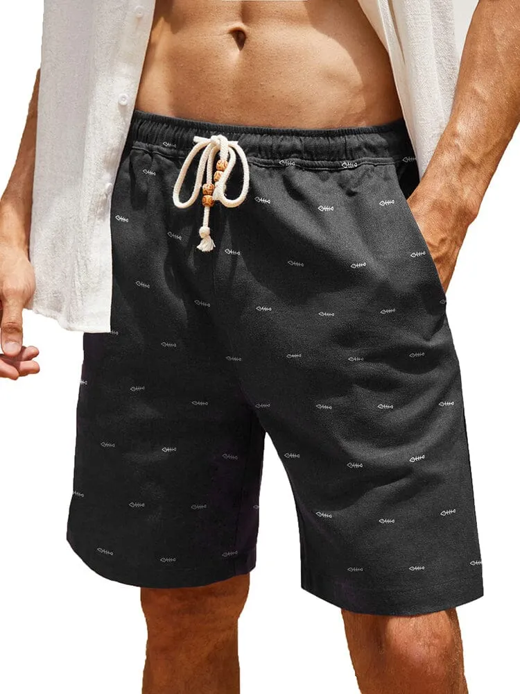 Casual Printed Linen Holiday Shorts (US Only)