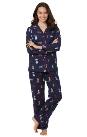 Christmas Dogs Flannel Boyfriend Pajamas - Groups