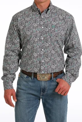 Cinch® Men's Gray Paisley Print Long Sleeve Button Front Western Shirt