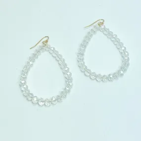 Clear Beaded Teardrop Earrings