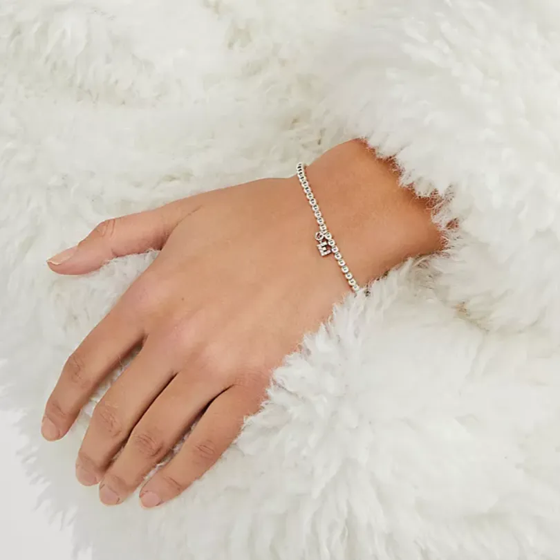 CLEAR CZ IDENTITY BRACELET SILVER - CHOOSE YOUR INITIAL