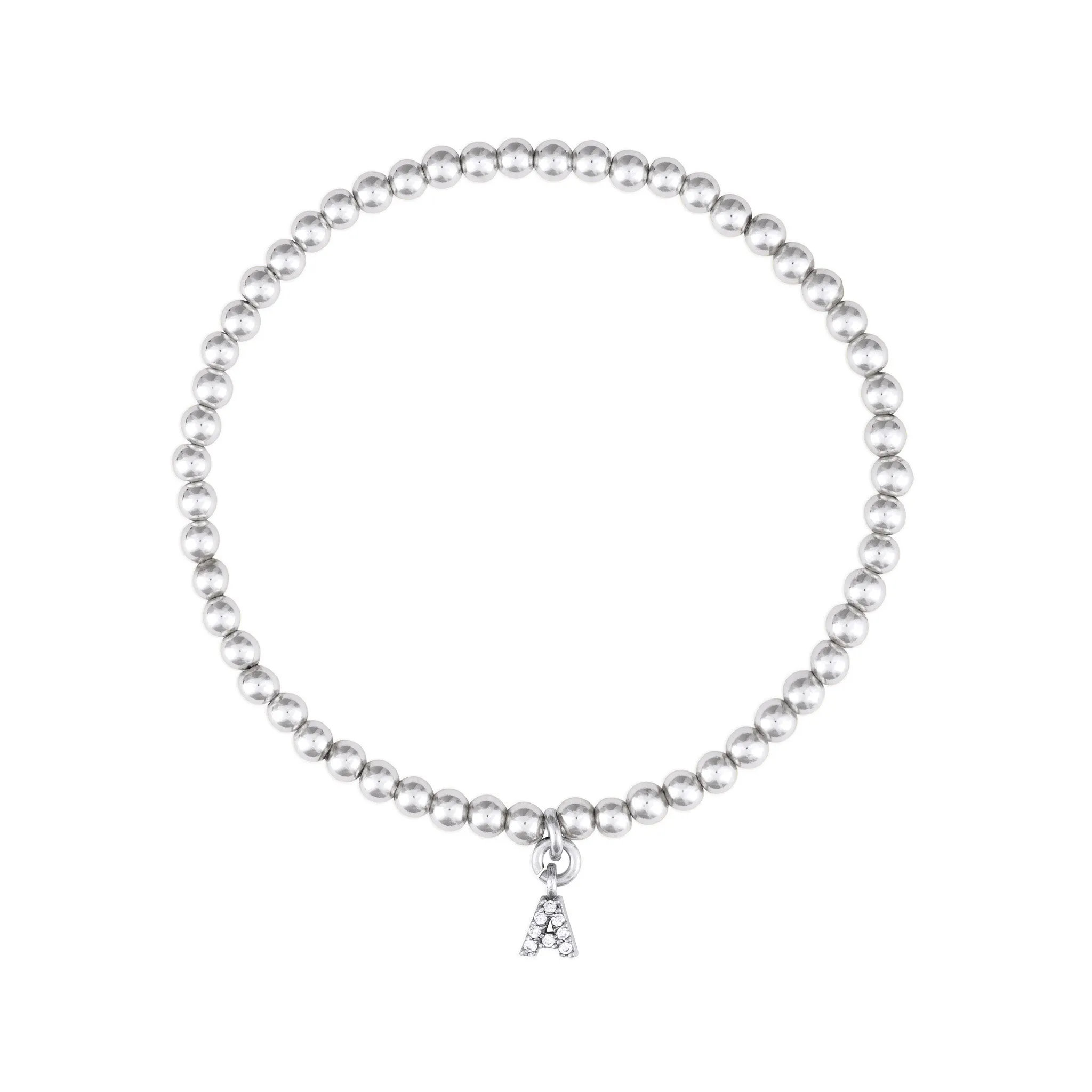 CLEAR CZ IDENTITY BRACELET SILVER - CHOOSE YOUR INITIAL