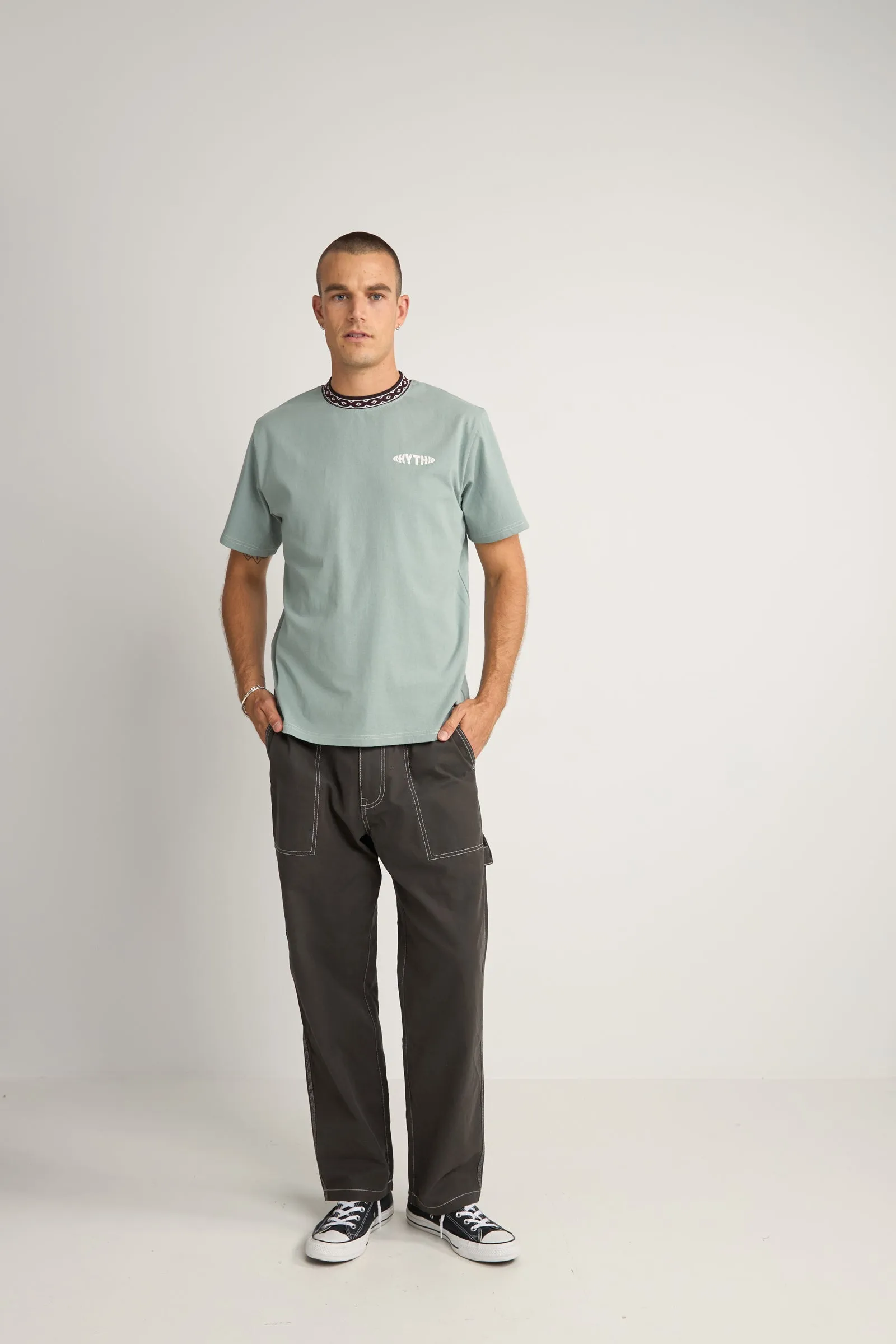 Contrast Neckband Ss T Shirt Teal