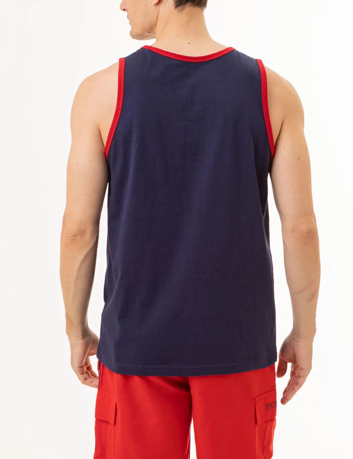 CONTRAST TRIM JERSEY MUSCLE TANK