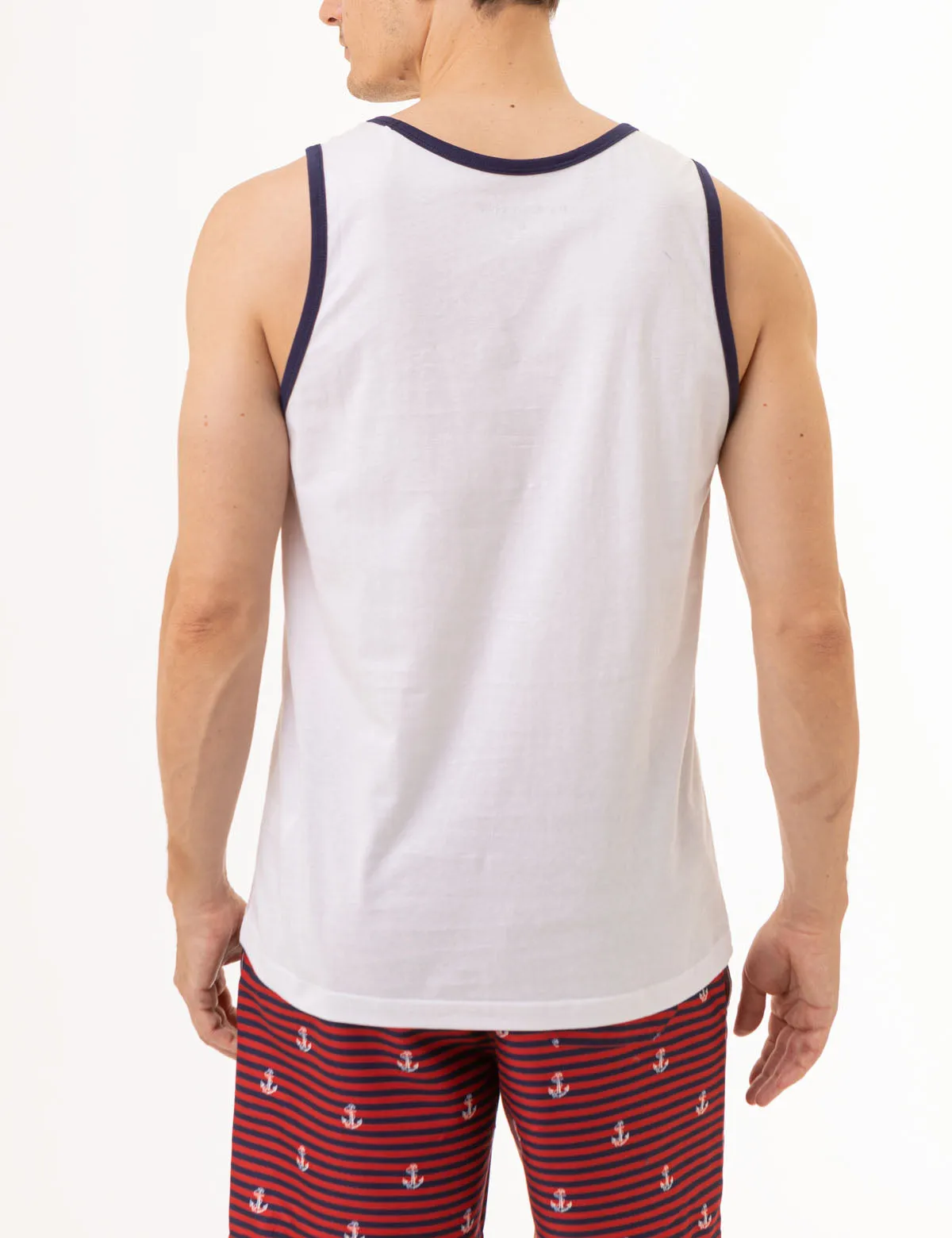 CONTRAST TRIM JERSEY MUSCLE TANK