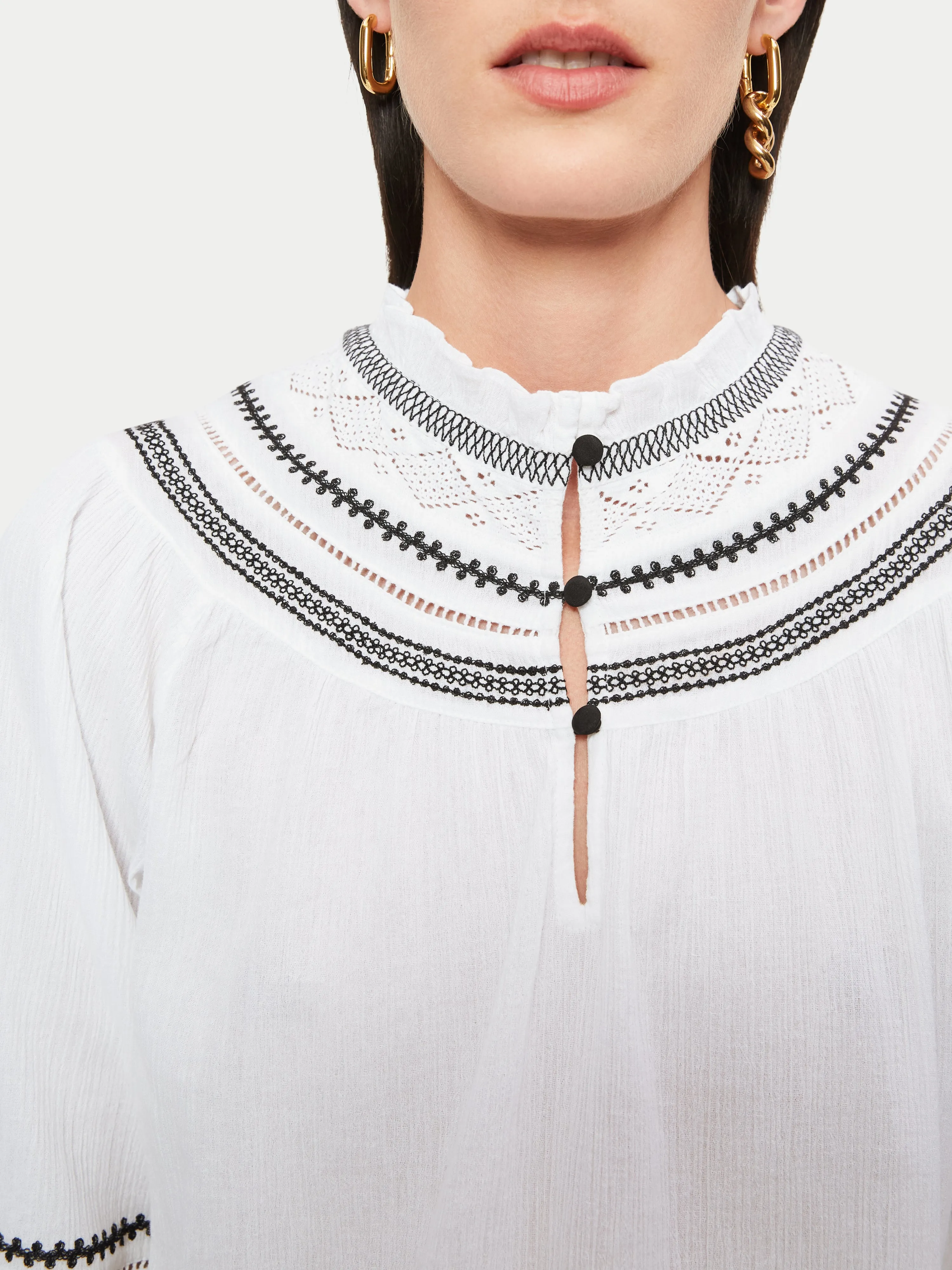 Cotton Embroidery Blouse | White