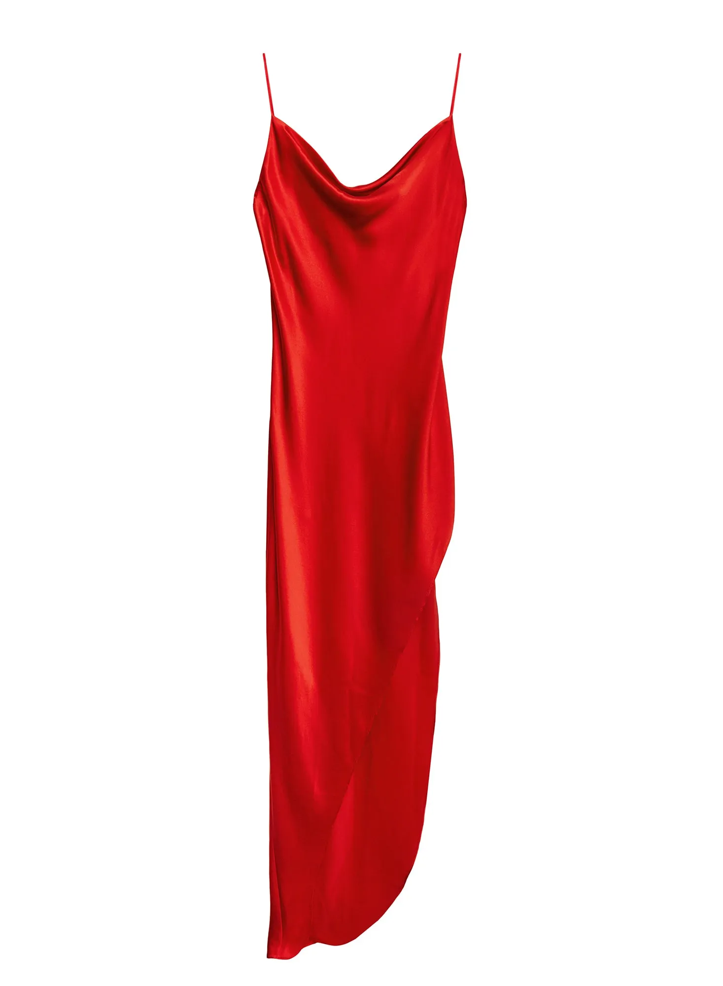 Cowl Neck Slip Dress with High Slit