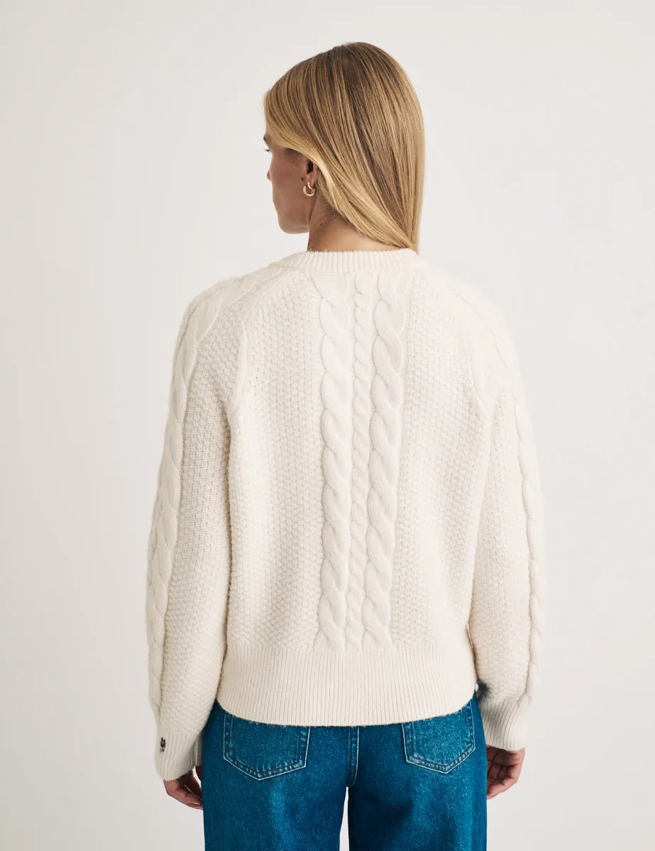 Cream Cable Knitted Cardigan