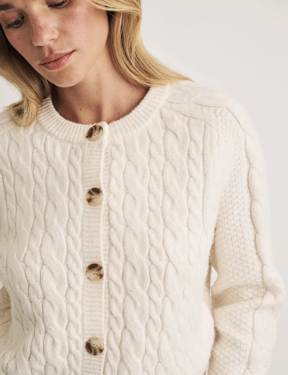 Cream Cable Knitted Cardigan