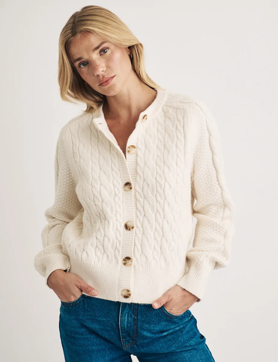 Cream Cable Knitted Cardigan