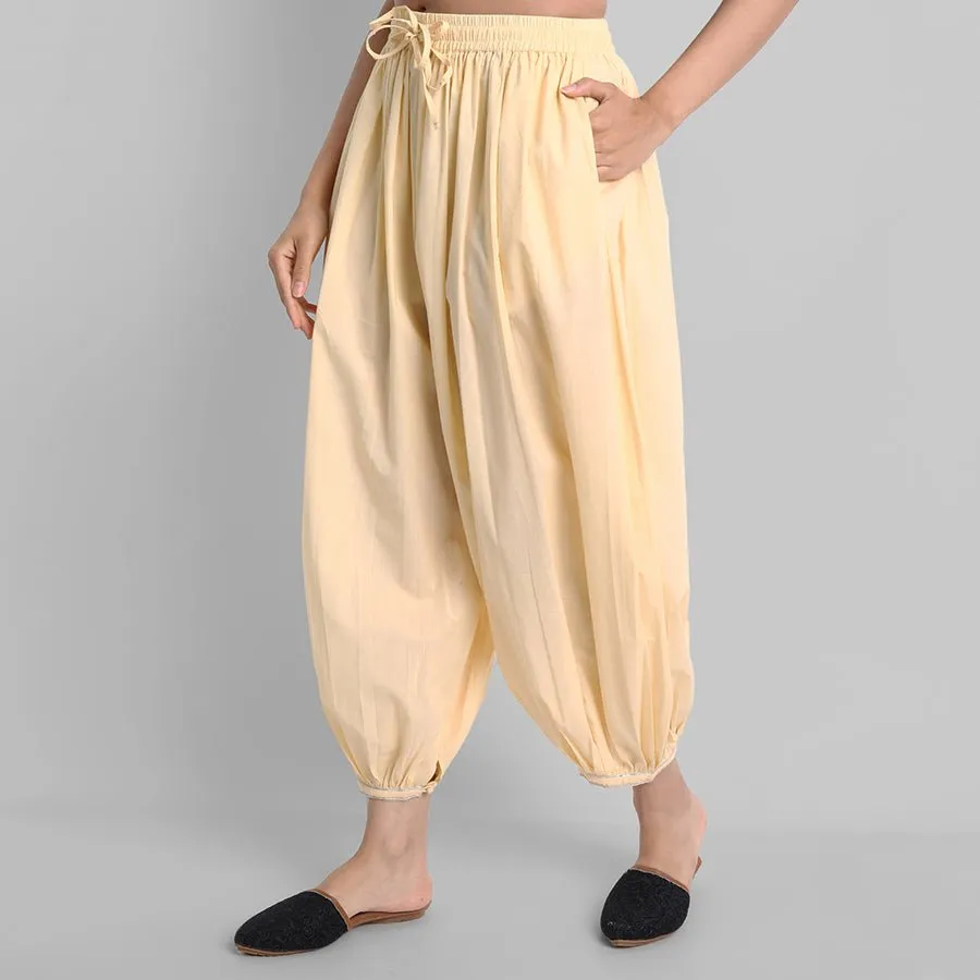 Cream Cotton Harem Pants