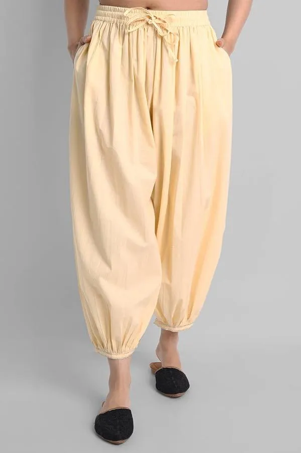 Cream Cotton Harem Pants