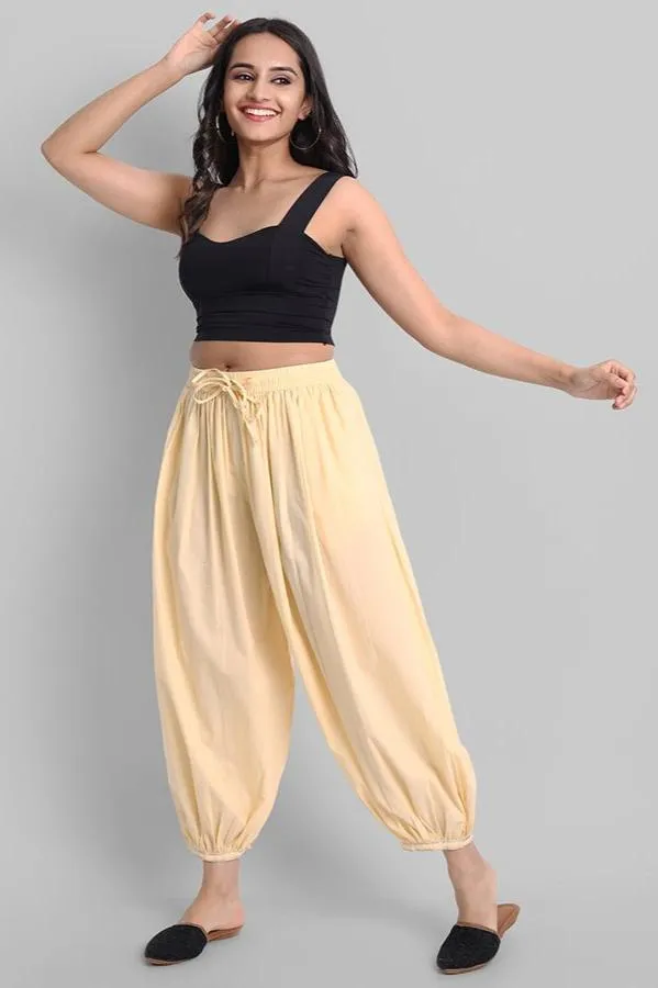 Cream Cotton Harem Pants