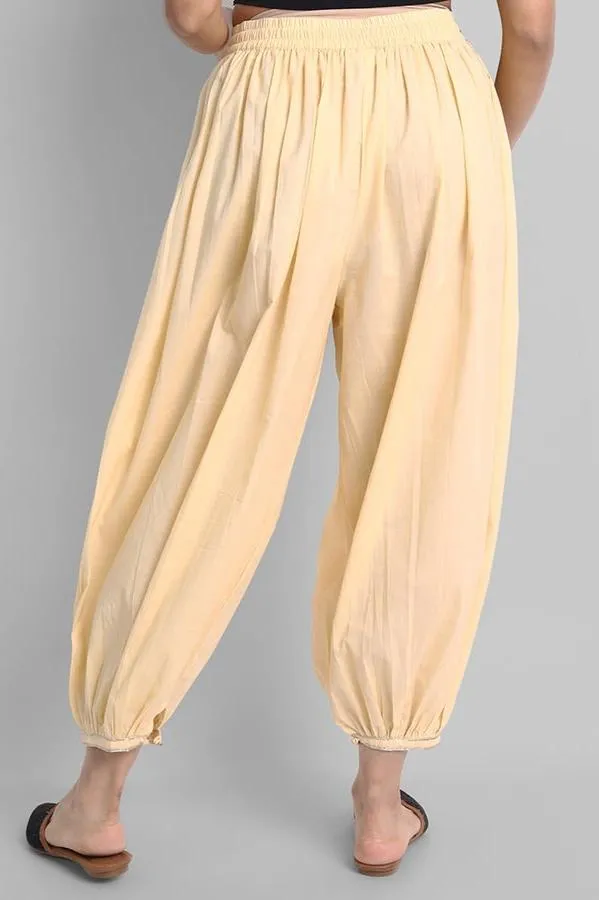 Cream Cotton Harem Pants