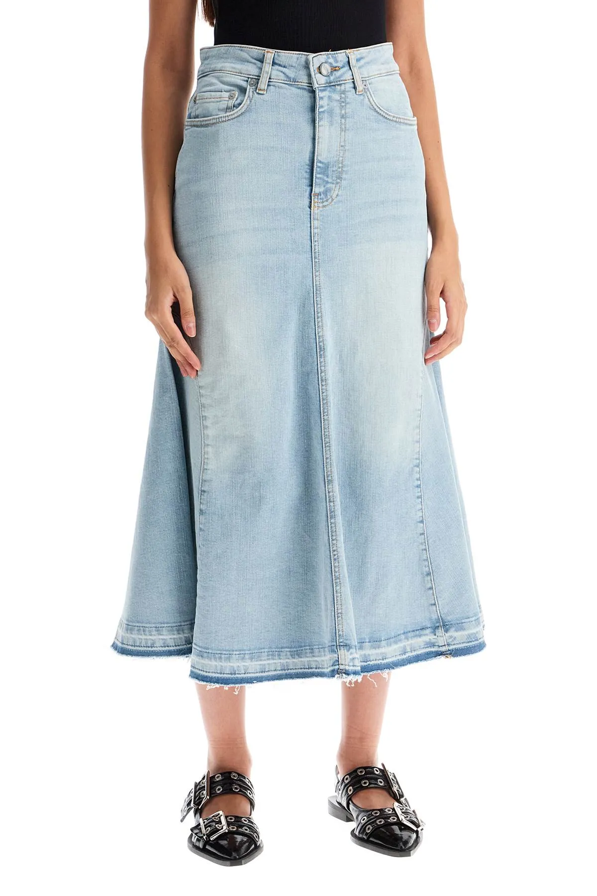 Flared Denim Skirt.