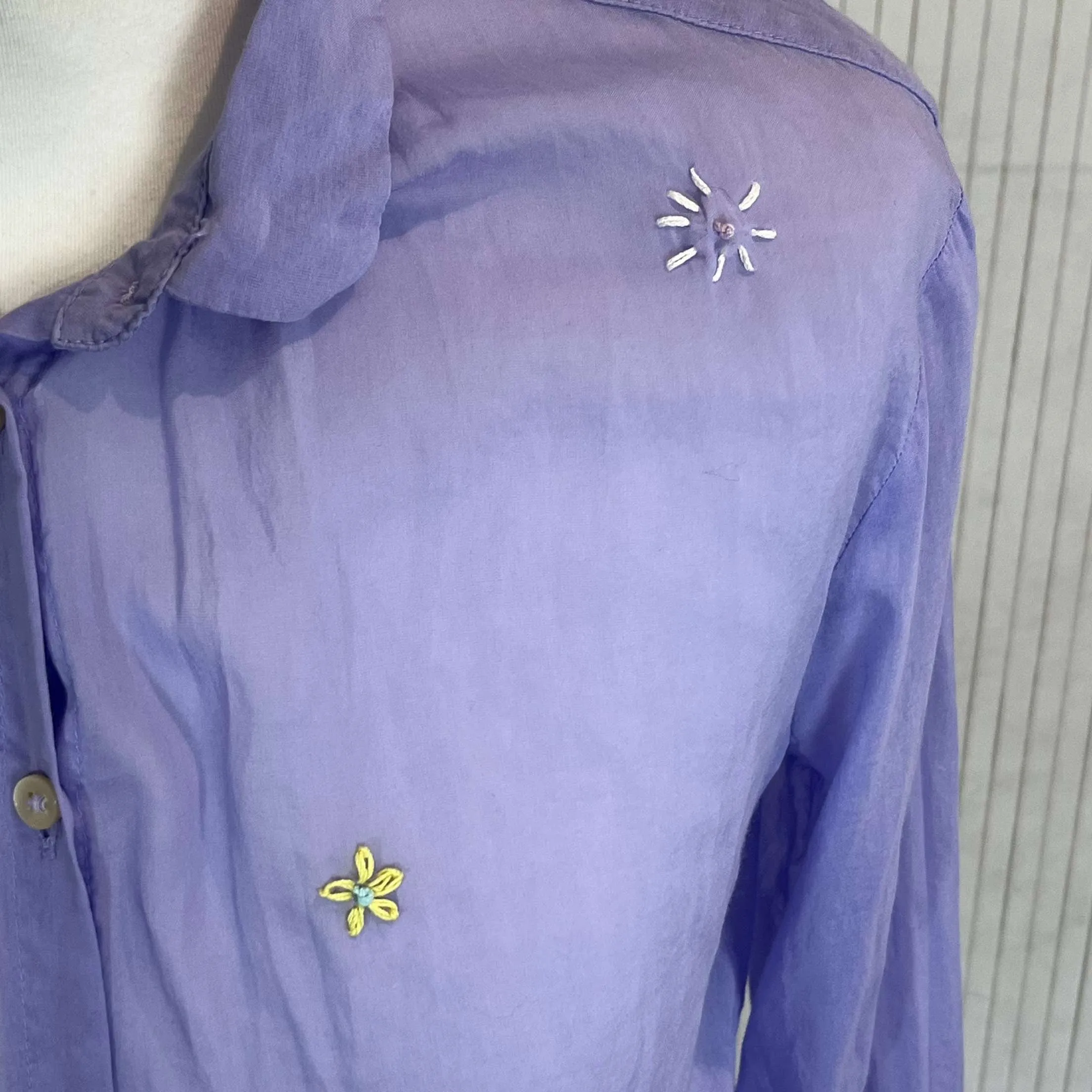 Forte Forte Lilac Embroidered Cotton & Silk Shirt XS/S