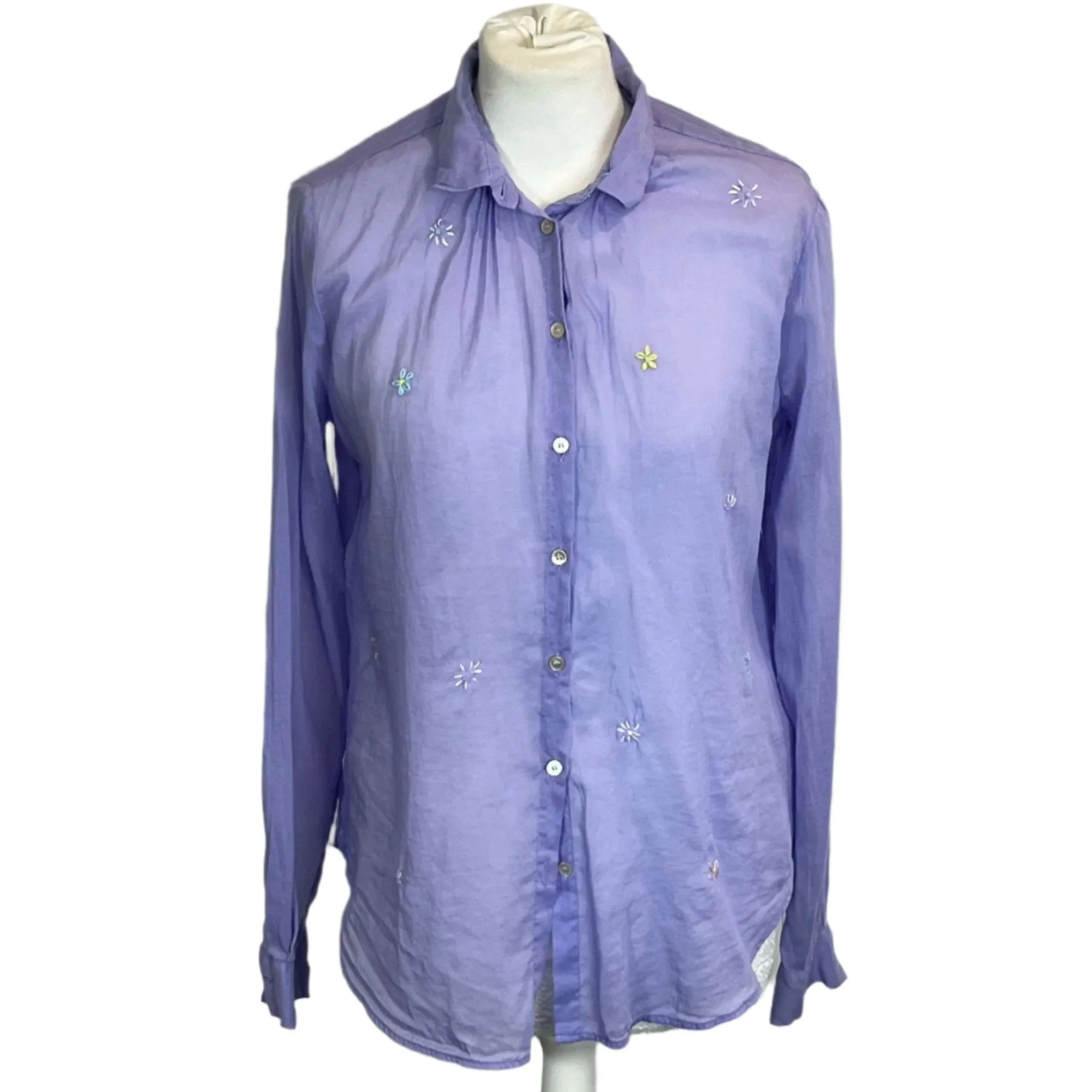 Forte Forte Lilac Embroidered Cotton & Silk Shirt XS/S