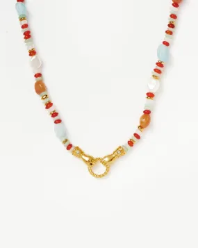 Harris Reed In Good Hands Beaded Gemstone Necklace | 18ct Gold Plated/Multi Gemstone & Pearl