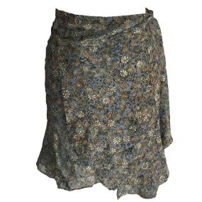 Isabel Marant Blue Floral Chiffon Wrap Skirt S