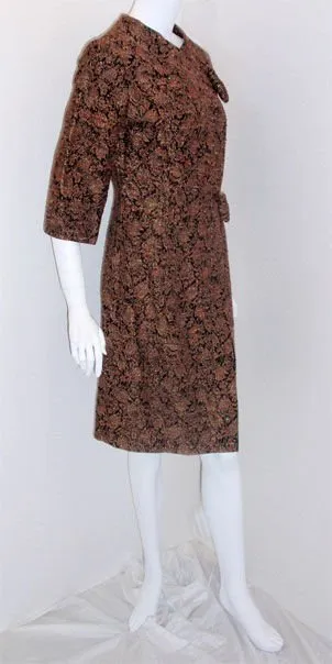 JAMES GALANOS 1960s Gold Brocade Design Evening Coat