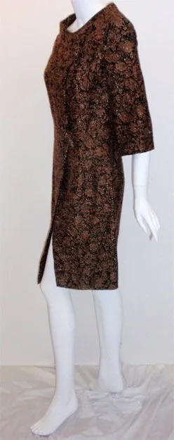 JAMES GALANOS 1960s Gold Brocade Design Evening Coat