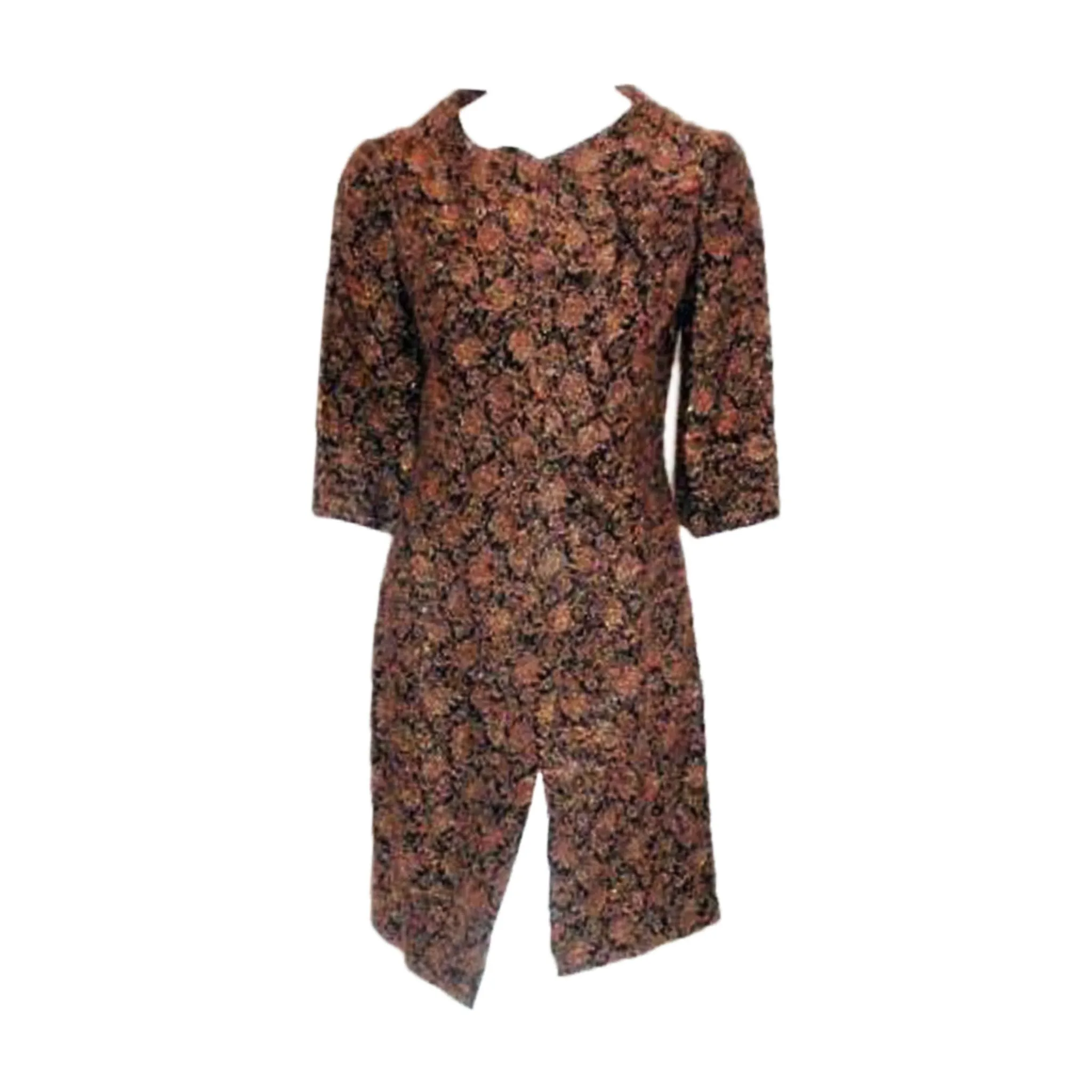 JAMES GALANOS 1960s Gold Brocade Design Evening Coat