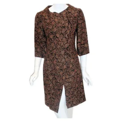 JAMES GALANOS 1960s Gold Brocade Design Evening Coat