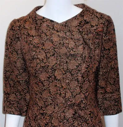 JAMES GALANOS 1960s Gold Brocade Design Evening Coat