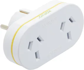 Korjo European Double Adapter - Dual AUS/NZ Sockets