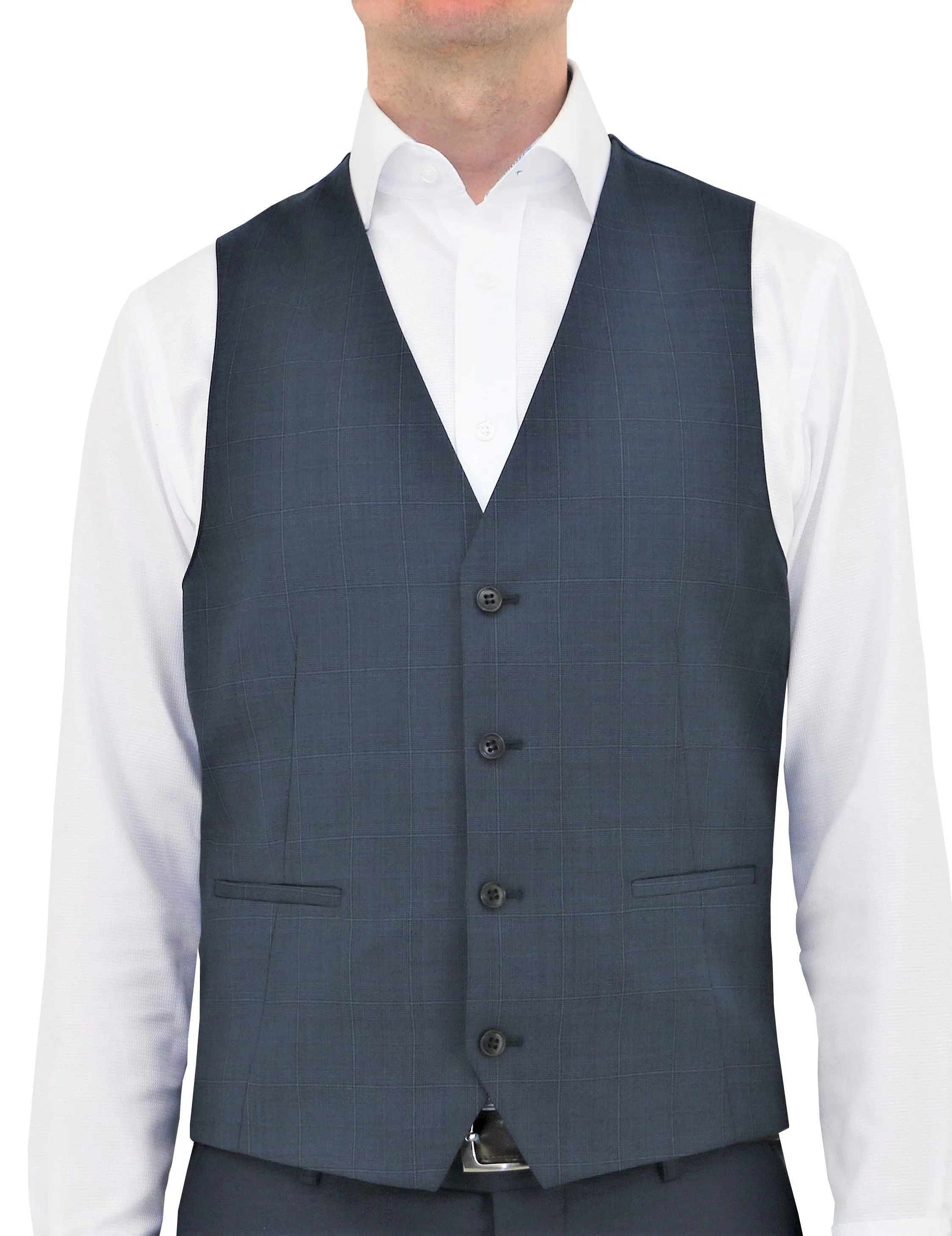 Luke 210 Blue Check Wool Waistcoat