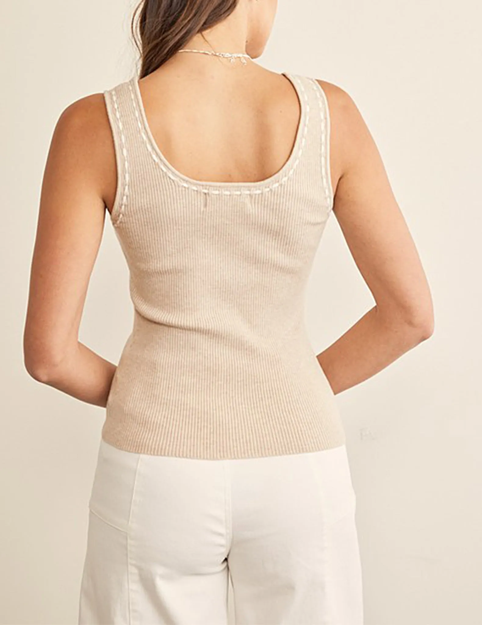 Maeve Contrast Stitch Rib Knit Tank