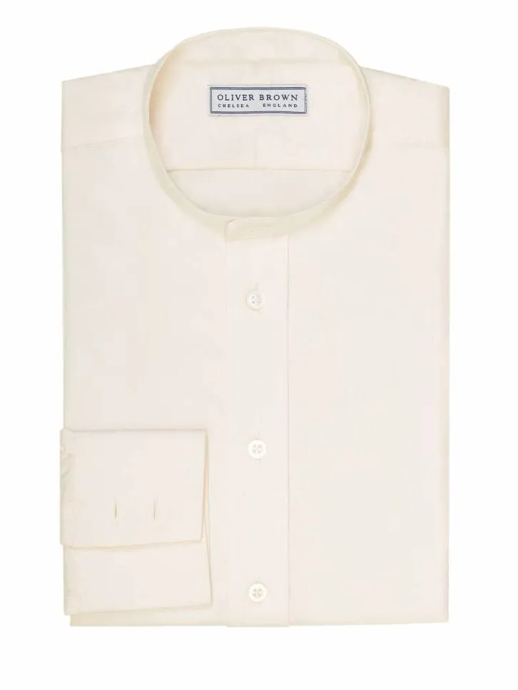 Mandarin Collar Silk Shirt - Cream