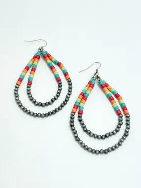 Multi-Colored Beaded Drop Earrings