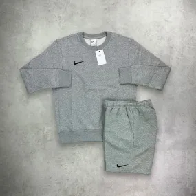 Nike Crew Neck Sweater/ Shorts Set Grey