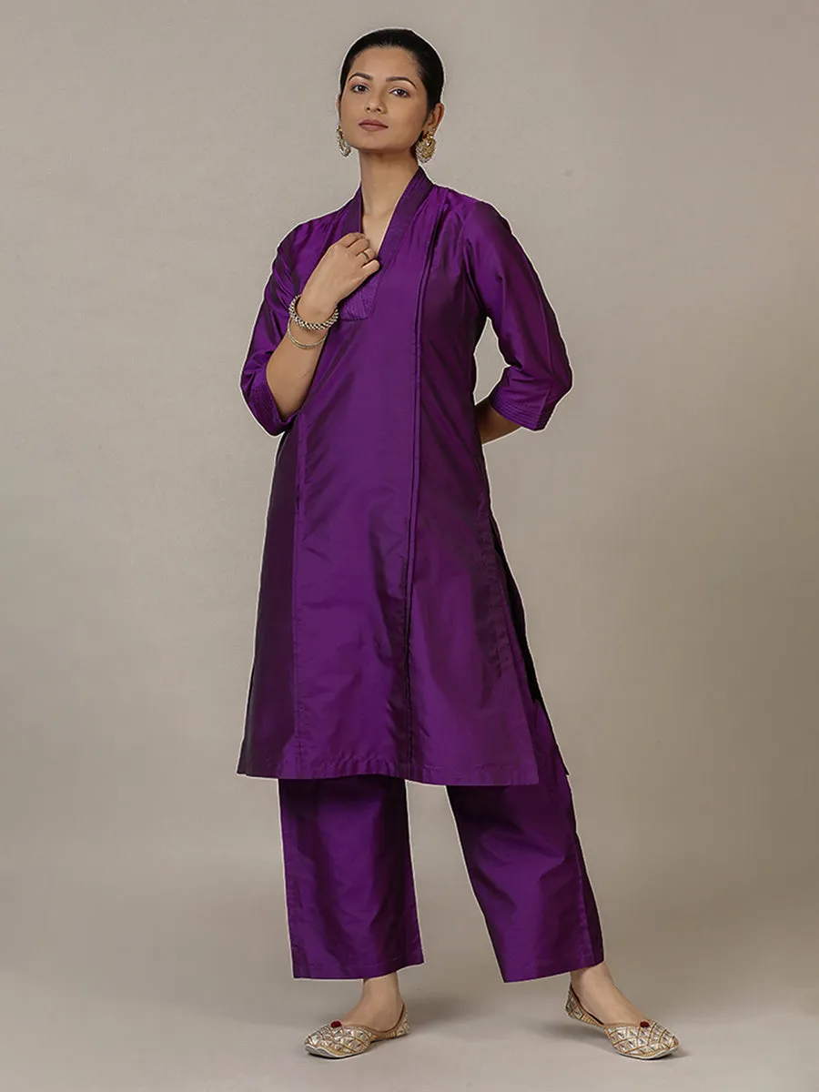 Nyla x Tyohaar | Purple Art Silk Pants