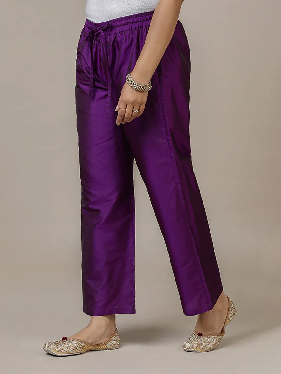 Nyla x Tyohaar | Purple Art Silk Pants